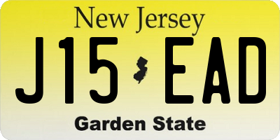 NJ license plate J15EAD