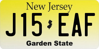 NJ license plate J15EAF