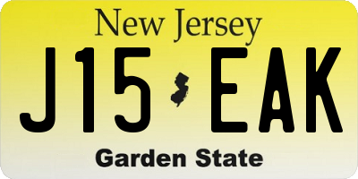 NJ license plate J15EAK