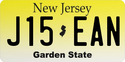 NJ license plate J15EAN