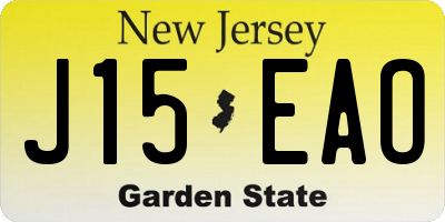 NJ license plate J15EAO