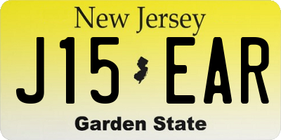 NJ license plate J15EAR