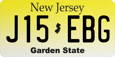 NJ license plate J15EBG