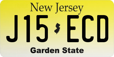 NJ license plate J15ECD