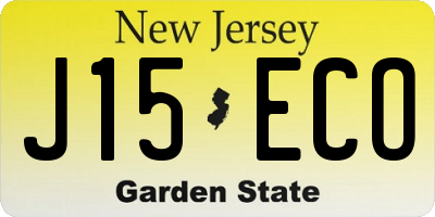 NJ license plate J15ECO