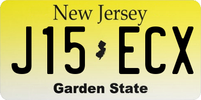 NJ license plate J15ECX