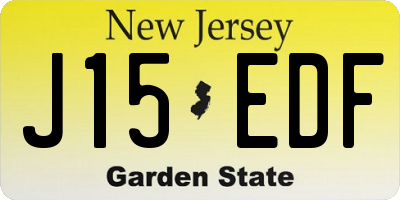 NJ license plate J15EDF