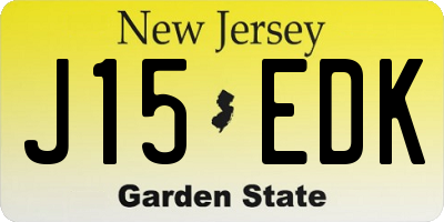 NJ license plate J15EDK