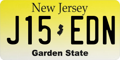 NJ license plate J15EDN
