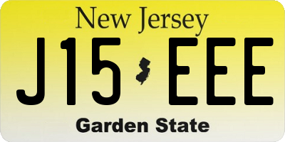 NJ license plate J15EEE