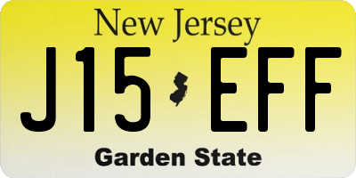 NJ license plate J15EFF