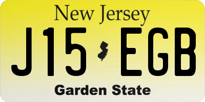 NJ license plate J15EGB