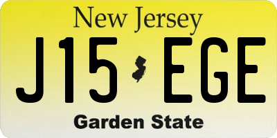 NJ license plate J15EGE