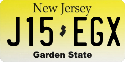 NJ license plate J15EGX