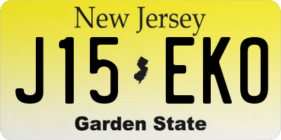 NJ license plate J15EKO