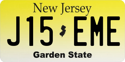 NJ license plate J15EME