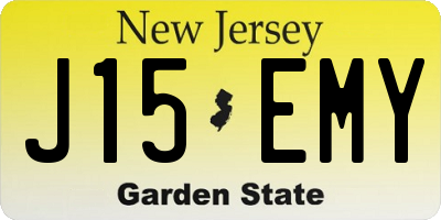 NJ license plate J15EMY