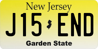 NJ license plate J15END