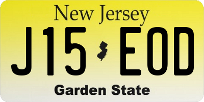 NJ license plate J15EOD