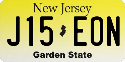 NJ license plate J15EON