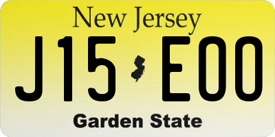 NJ license plate J15EOO