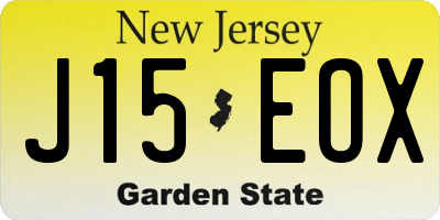 NJ license plate J15EOX