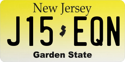 NJ license plate J15EQN