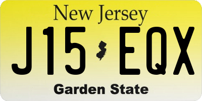 NJ license plate J15EQX