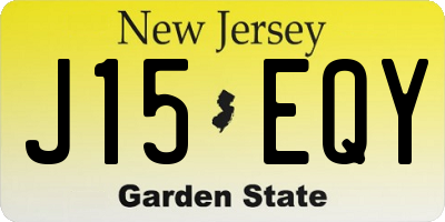 NJ license plate J15EQY