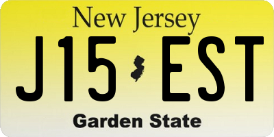 NJ license plate J15EST