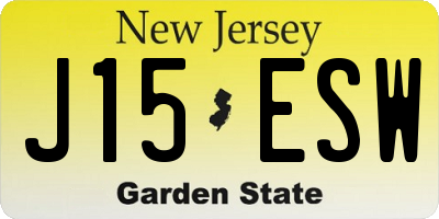 NJ license plate J15ESW
