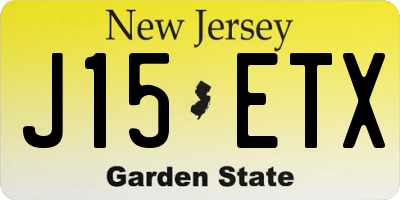 NJ license plate J15ETX