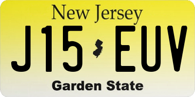 NJ license plate J15EUV