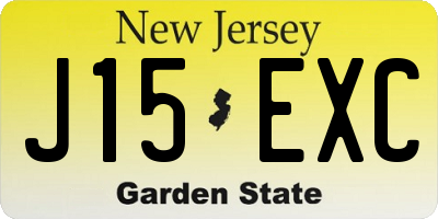 NJ license plate J15EXC