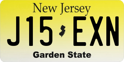 NJ license plate J15EXN