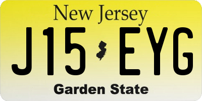 NJ license plate J15EYG