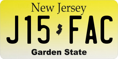 NJ license plate J15FAC