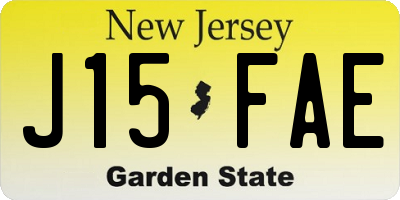 NJ license plate J15FAE