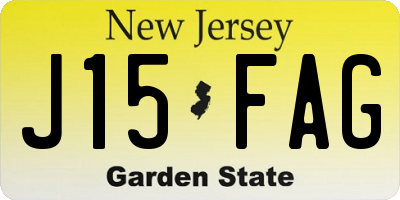 NJ license plate J15FAG