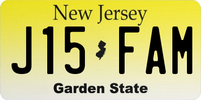 NJ license plate J15FAM
