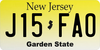 NJ license plate J15FAO