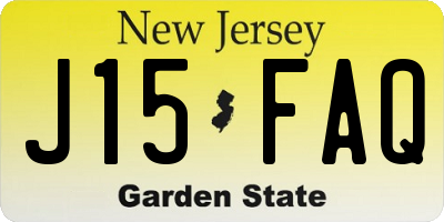 NJ license plate J15FAQ