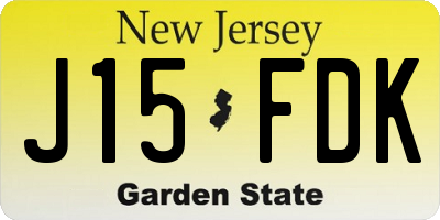 NJ license plate J15FDK