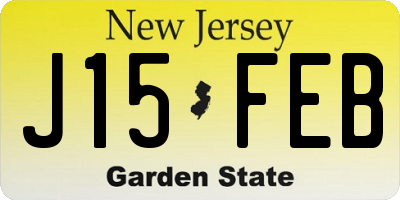 NJ license plate J15FEB