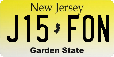 NJ license plate J15FON