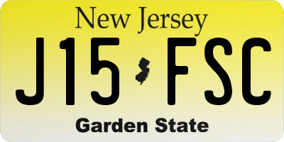 NJ license plate J15FSC