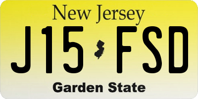 NJ license plate J15FSD