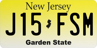 NJ license plate J15FSM