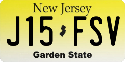 NJ license plate J15FSV