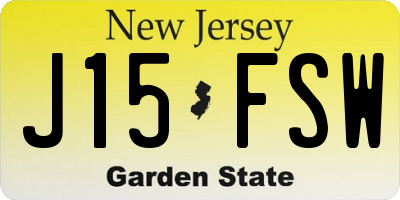 NJ license plate J15FSW
